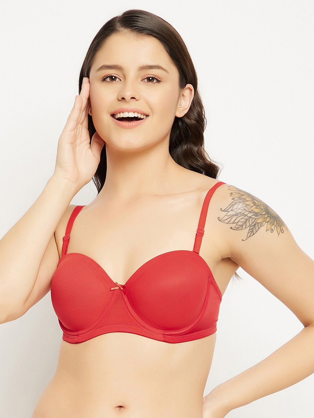 

Clovia Red Solid Underwired Lightly Padded Push-Up Bra