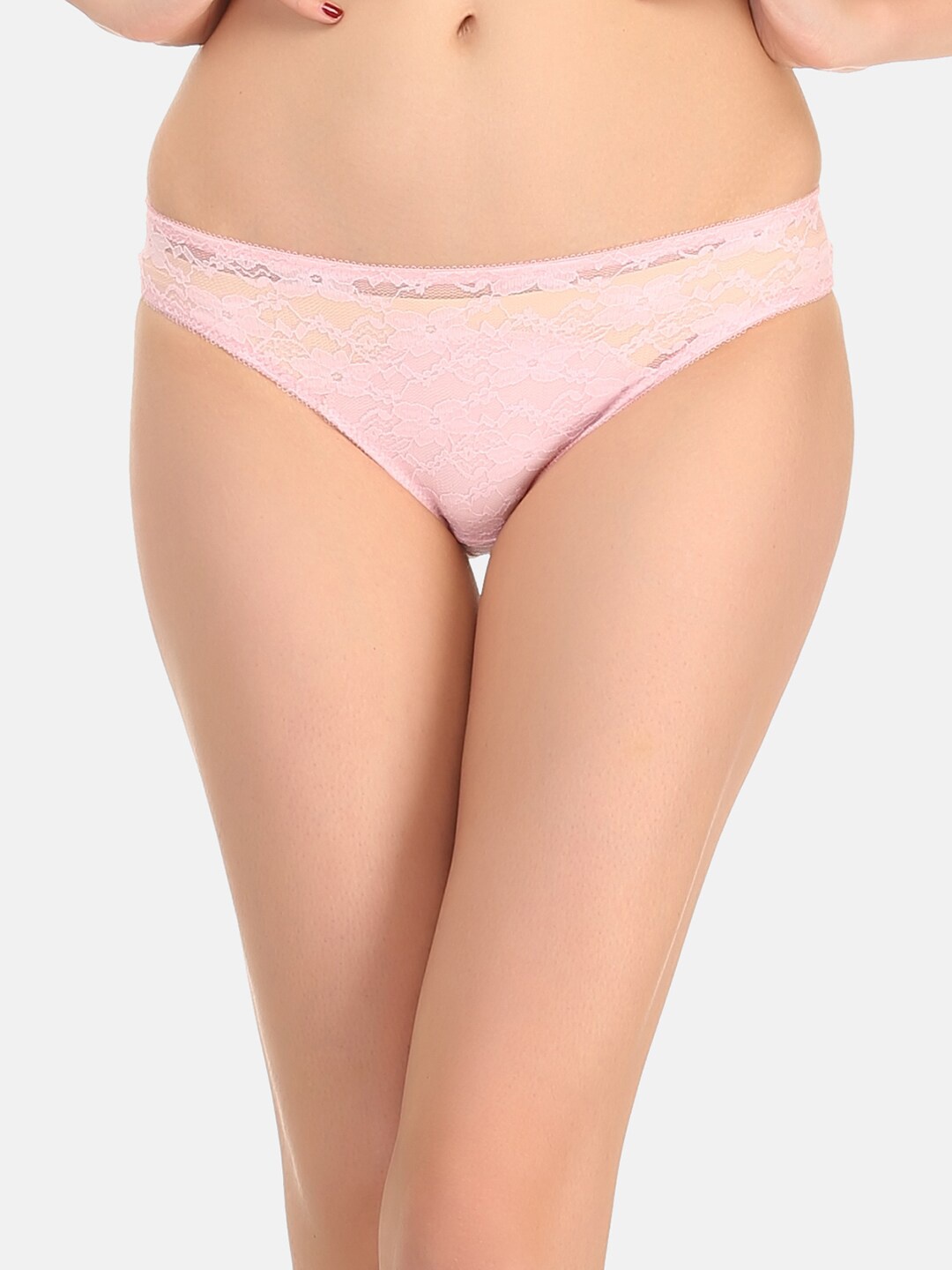 

Clovia Women Pink Solid Lace Bikini Briefs