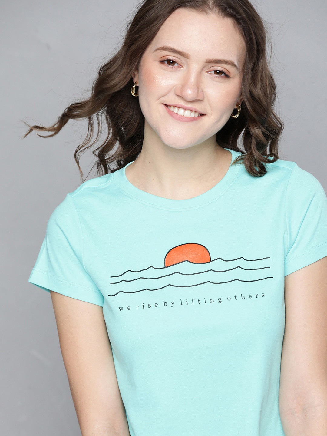 

Mast & Harbour Women Blue Printed T-shirt