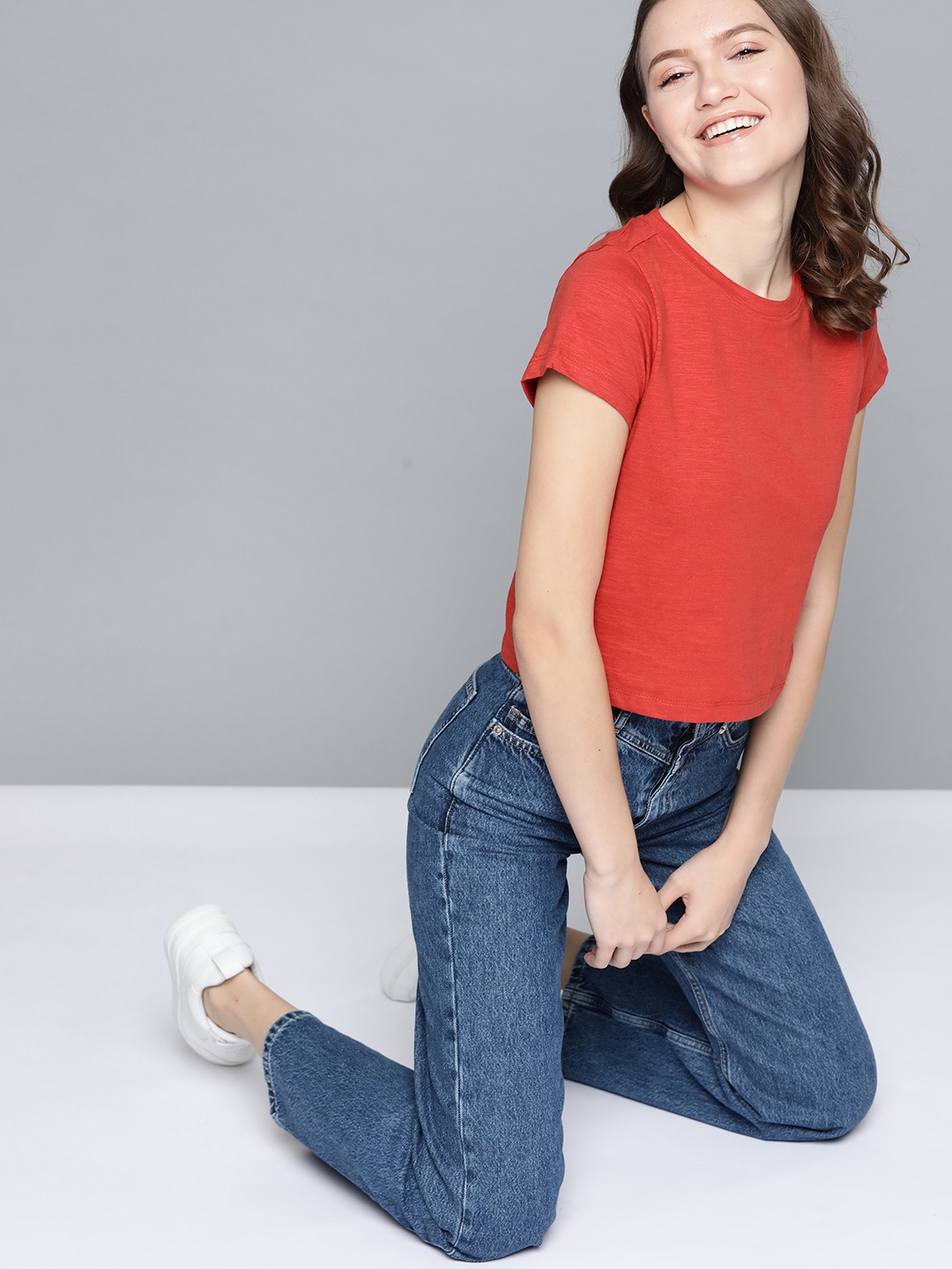

Mast & Harbour Women Red Cotton T-shirt