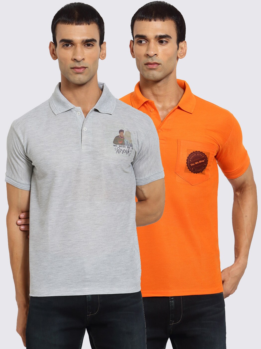 

KLOTTHE Men Grey 2 Polo Collar T-shirt