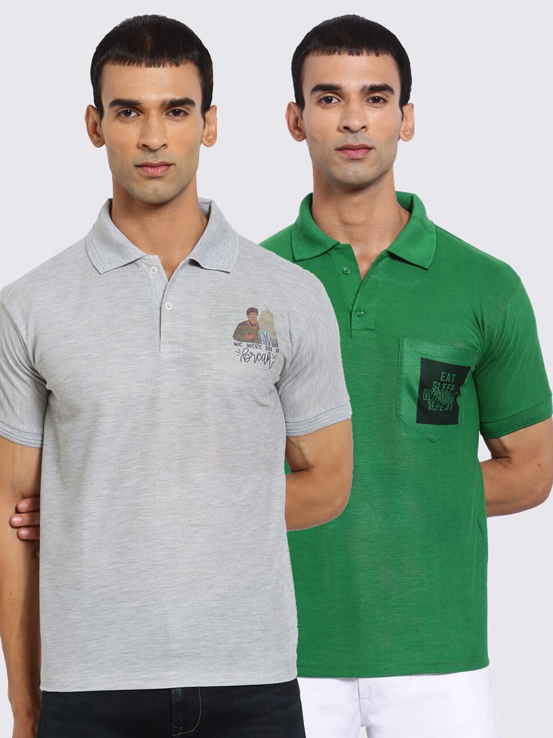 

KLOTTHE Men Grey 2 Polo Collar T-shirt