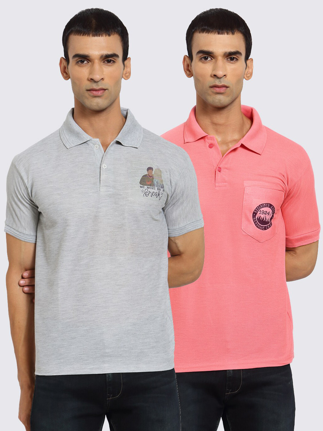 

KLOTTHE Men Grey 2 Polo Collar T-shirt