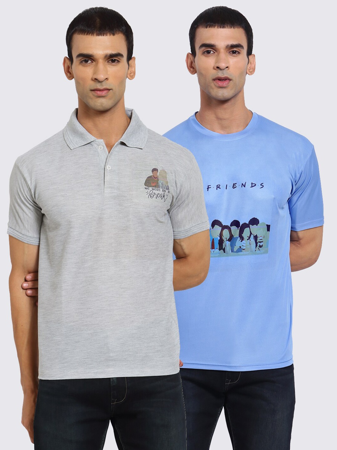 

KLOTTHE Men Pack of 2 Printed T-shirts, Grey