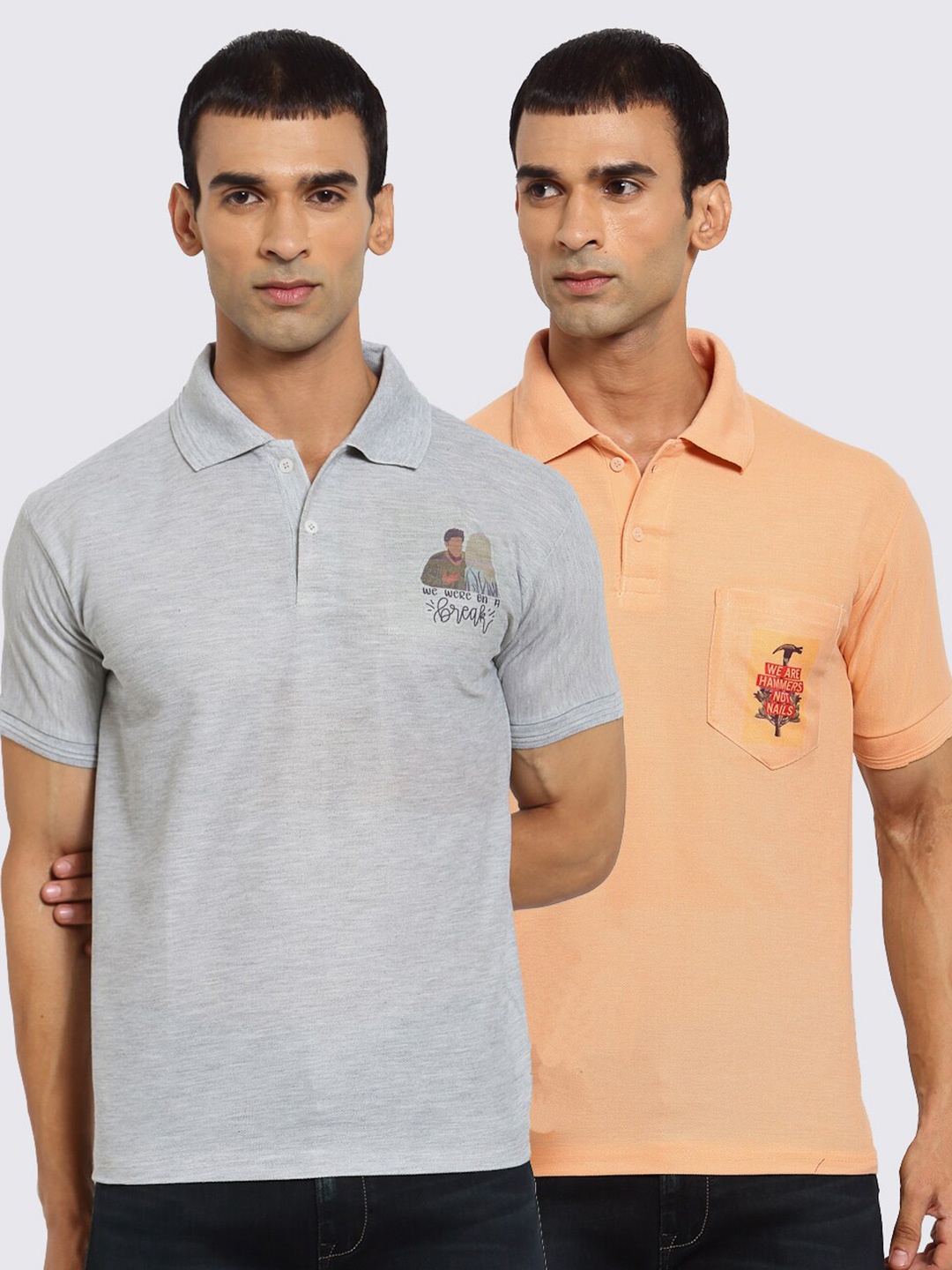 

KLOTTHE Men Pack Of 2 Friends T-shirts, Grey