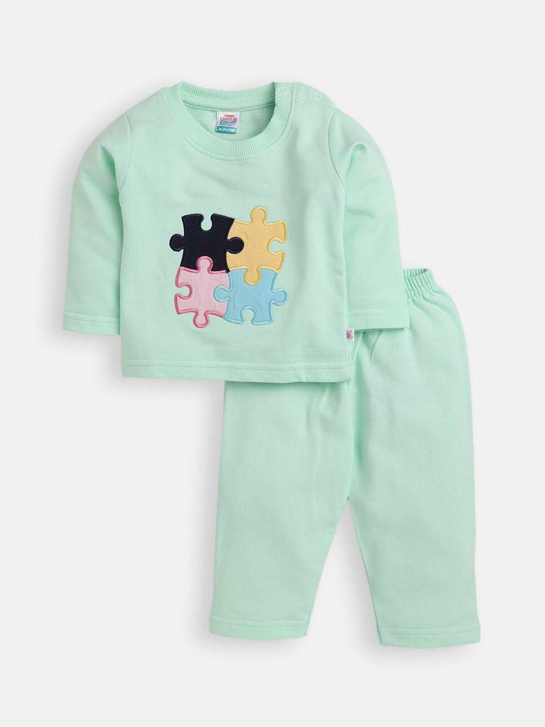 

AMUL Kandyfloss Unisex Kids Green & Pink Printed Night suit