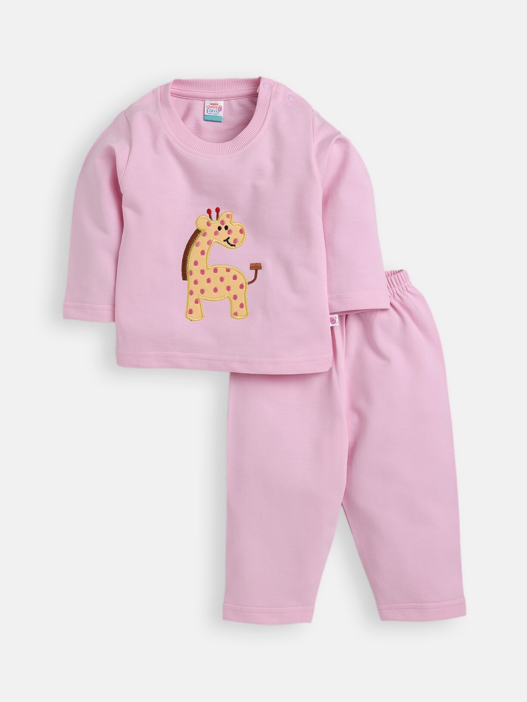 

AMUL Kandyfloss Unisex Kids Pink & Yellow Printed Night suit