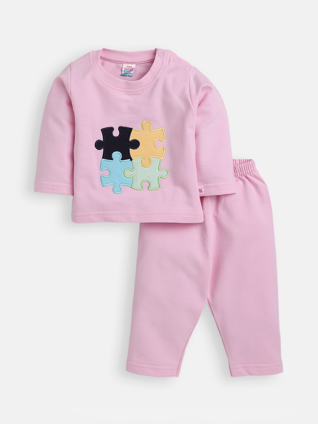 

AMUL Kandyfloss Unisex Kids Pink & Black Printed Night suit