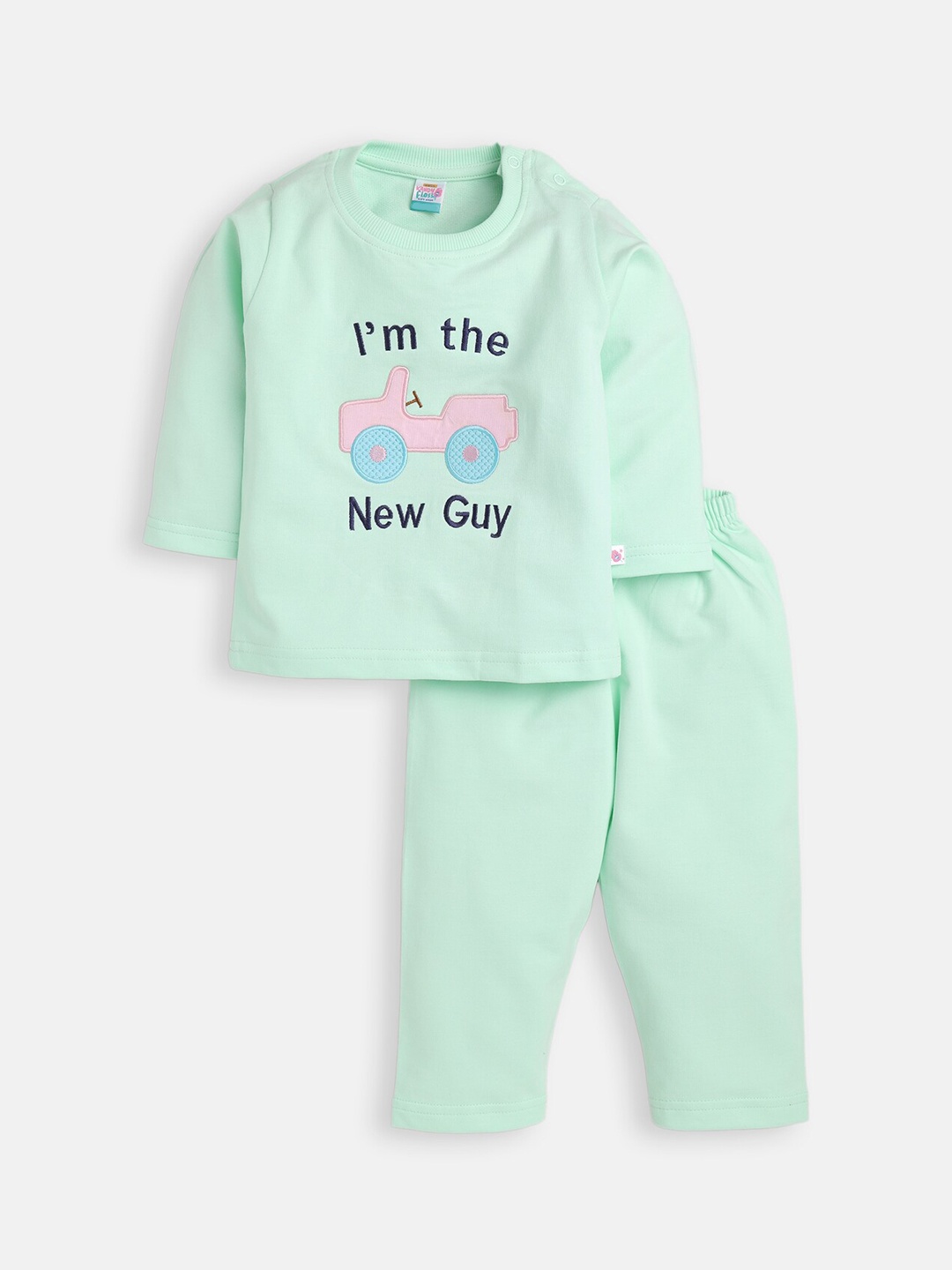 

AMUL Kandyfloss Unisex Kids Green & Pink Printed Night suit