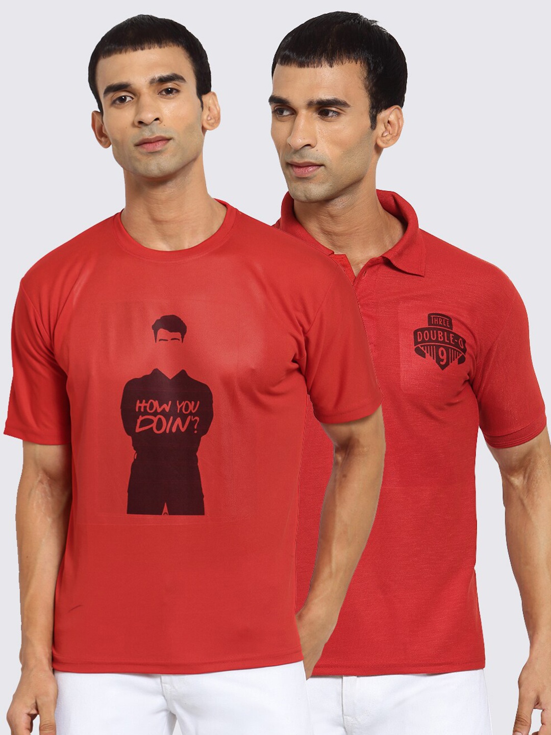 

KLOTTHE Men Pack Of 2 Friends T-shirts, Red