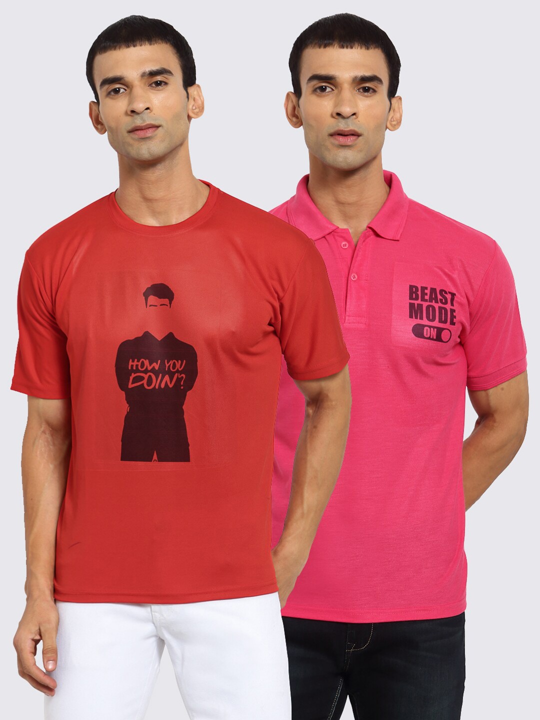 

KLOTTHE Men Red Typography 2 Applique T-shirt