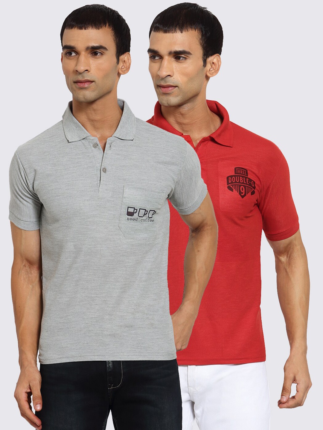 

KLOTTHE Men Pack of 2 Printed T-shirts, Grey