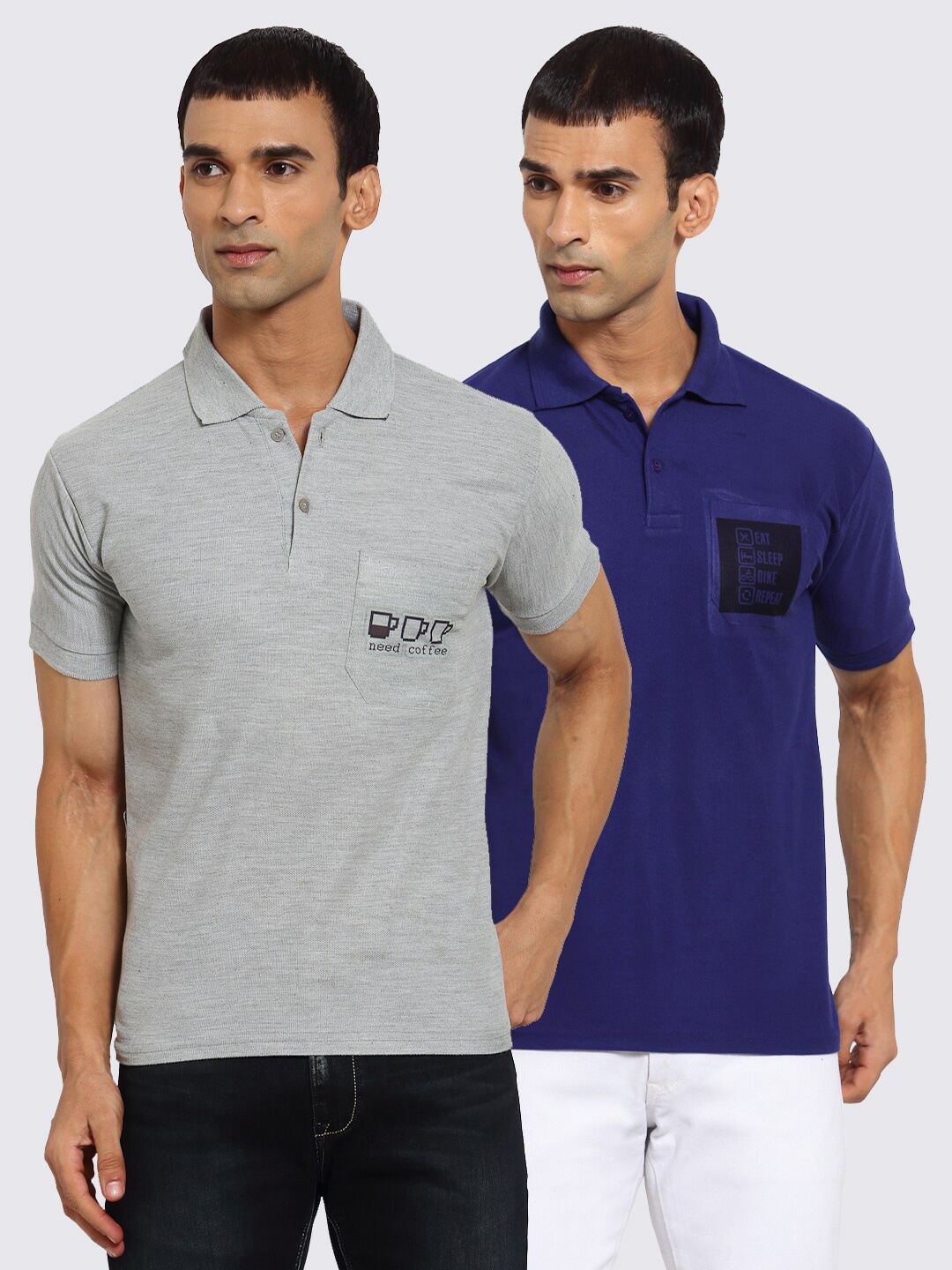 

KLOTTHE Men Pack of 2 Printed T-shirts, Grey