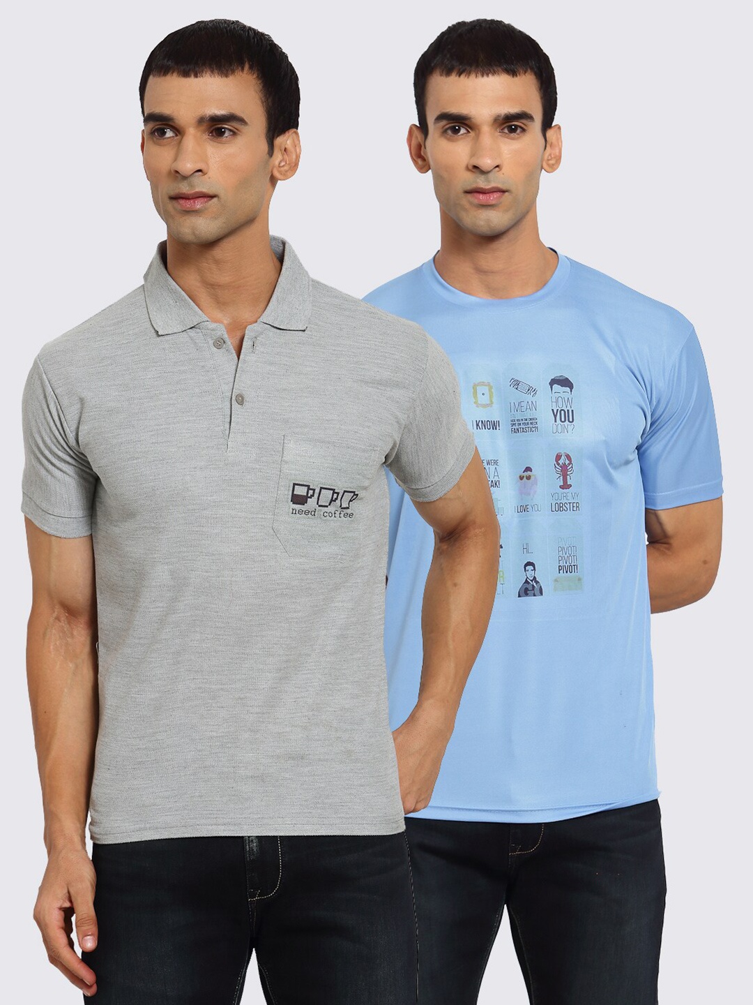 

KLOTTHE Men Pack Of 2 Friends T-shirts, Grey