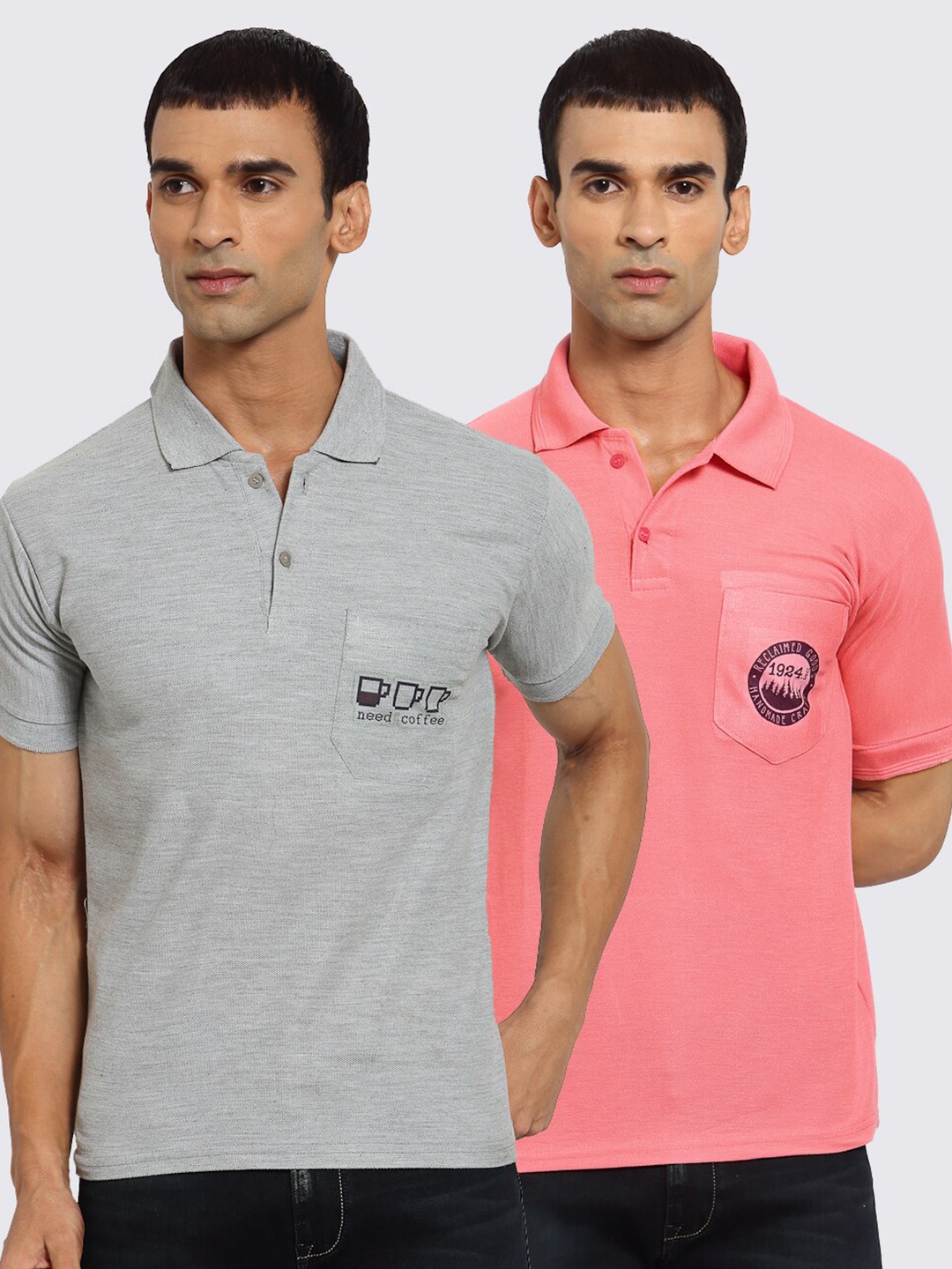 

KLOTTHE Men Pack Of 2 T-shirts, Grey