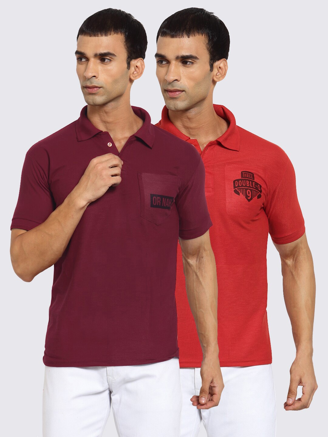

KLOTTHE Men Pack of 2 Polo Collar T-shirts, Maroon