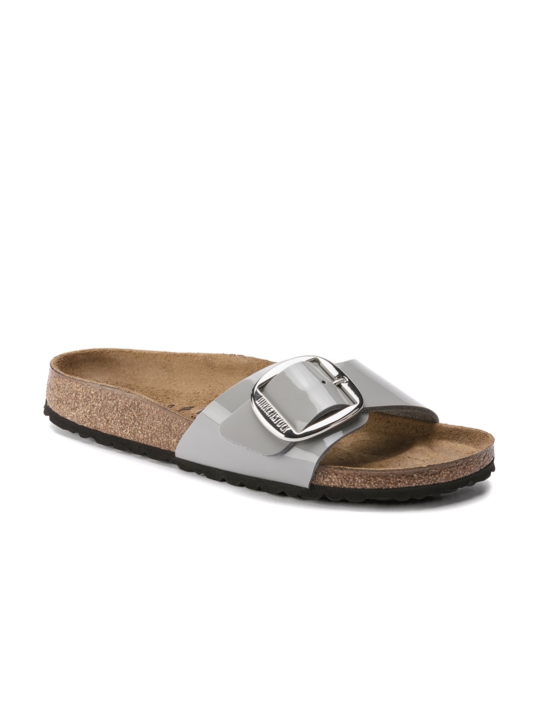 

Birkenstock Women Grey Narrow Width Madrid Big Buckle Open Toe Flats