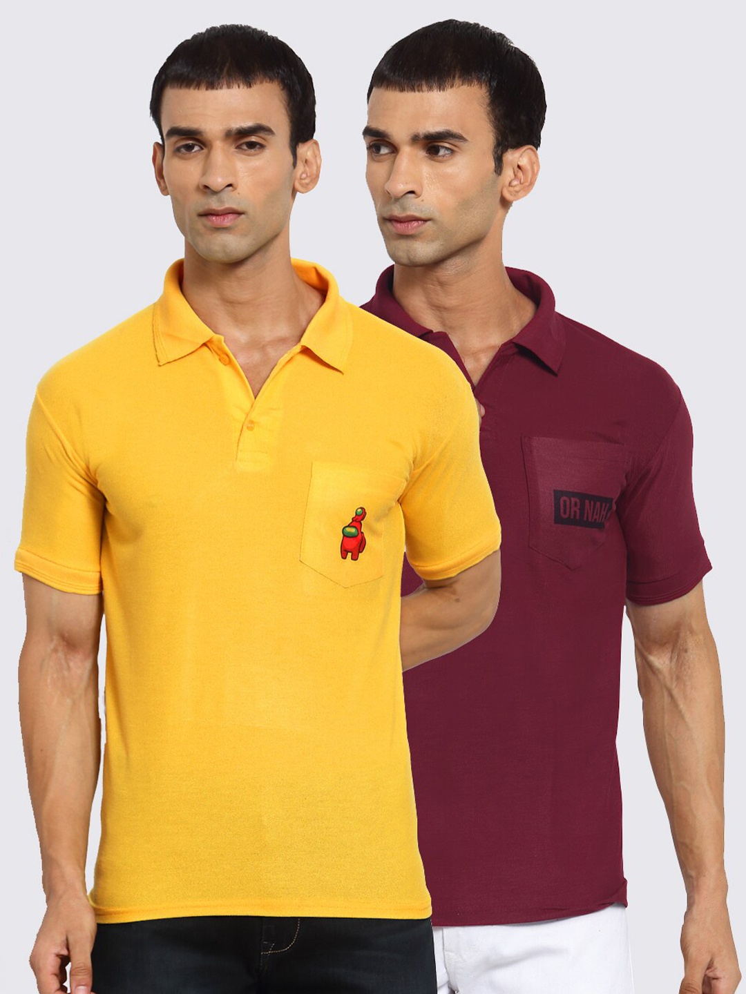 

KLOTTHE Men Pack Of 2 T-shirts, Yellow