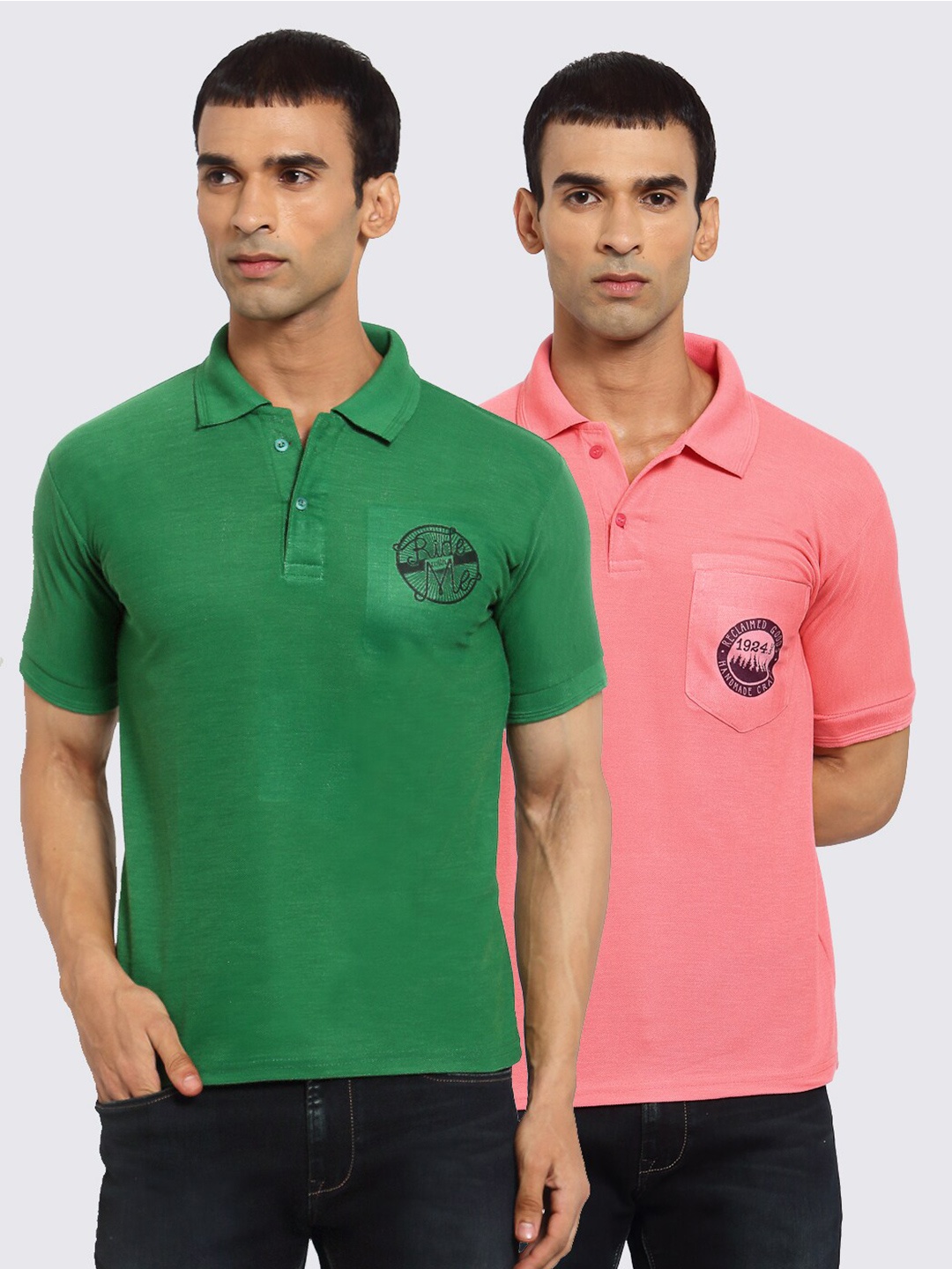 

KLOTTHE Men Pack of 2 Printed T-shirts, Green