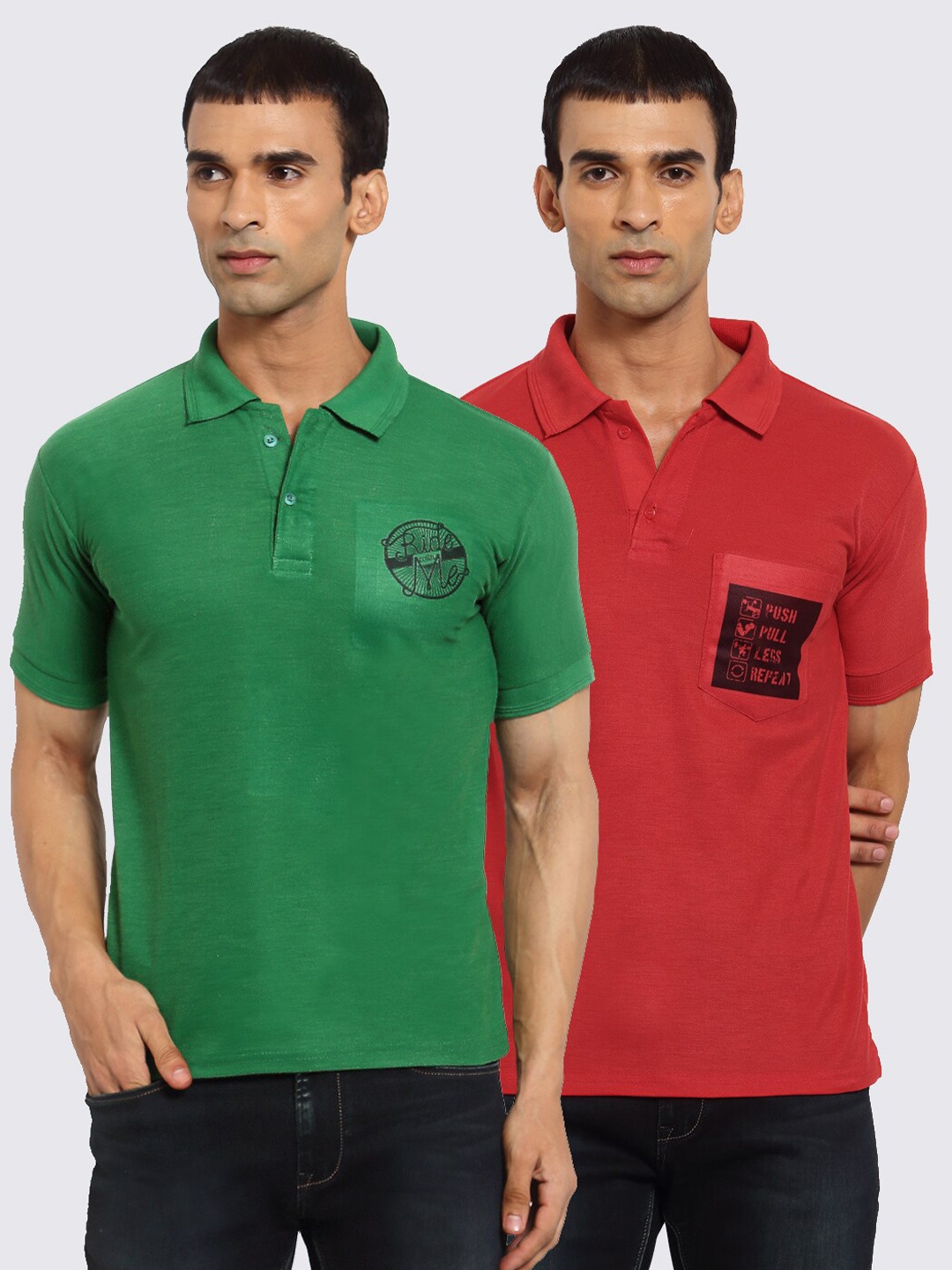 

KLOTTHE Men Green 2 Polo Collar T-shirt