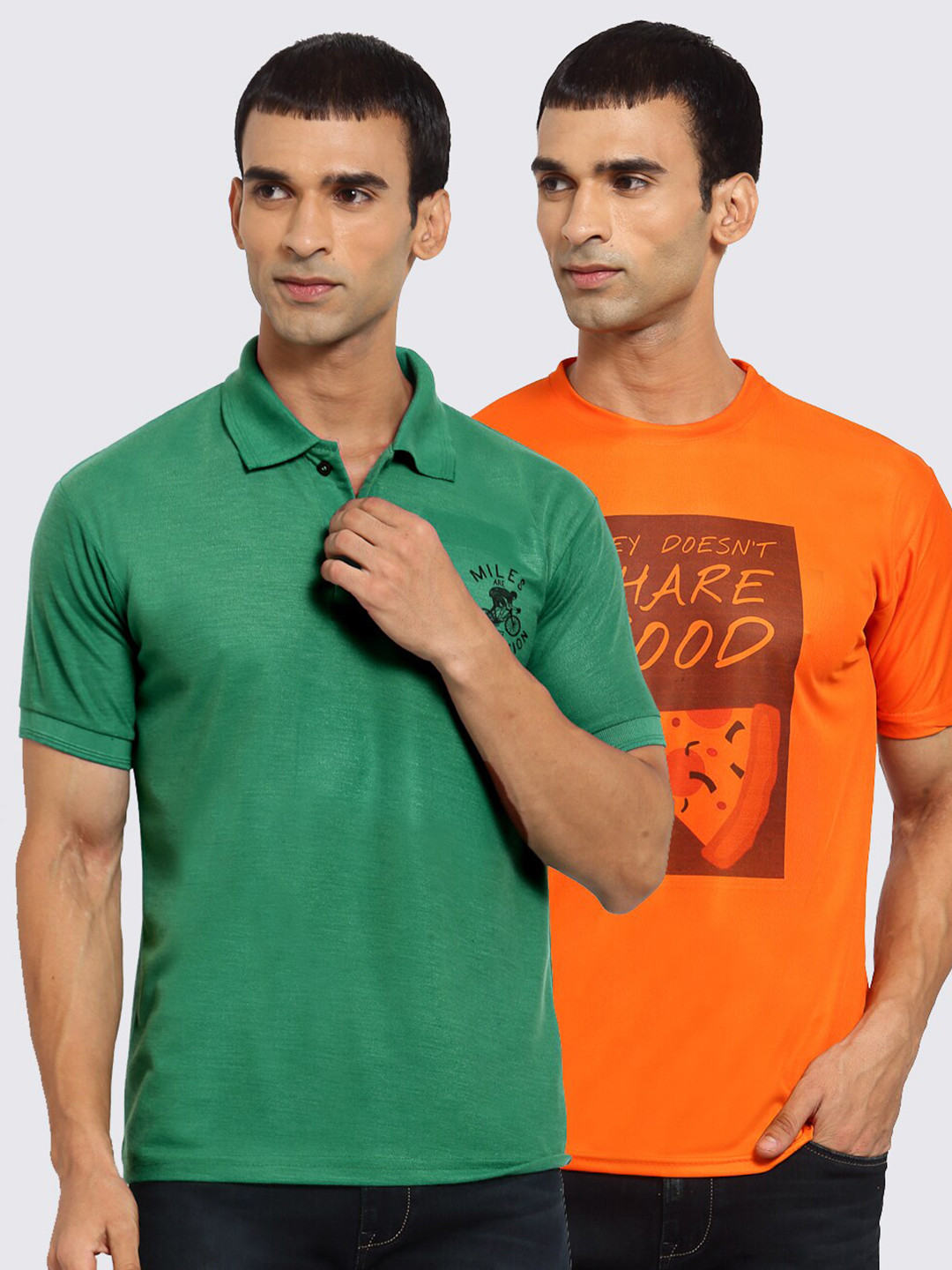 

KLOTTHE Men Orange & Green 2 T-shirts