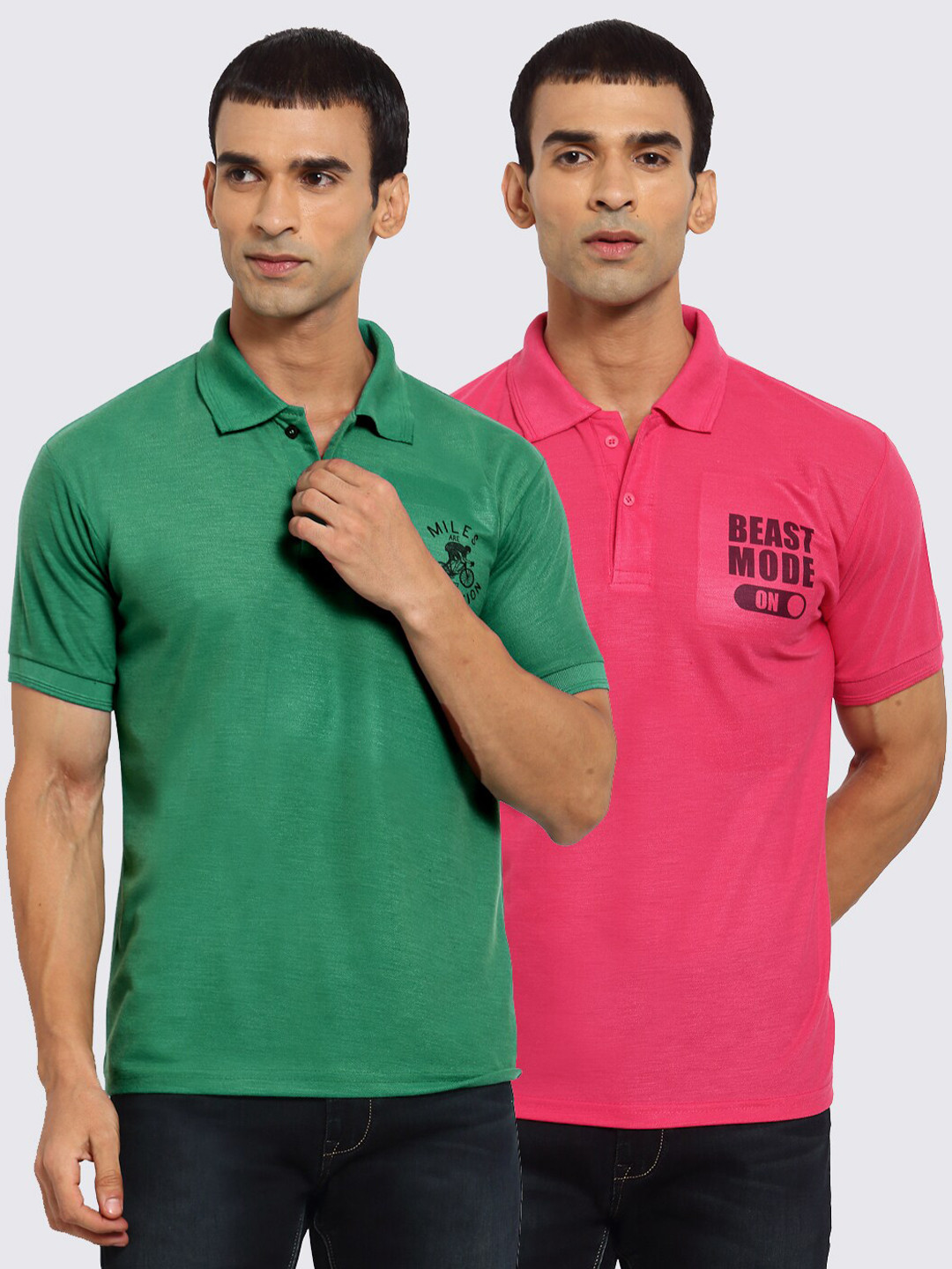 

KLOTTHE Men Green 2 Polo Collar Applique T-shirt