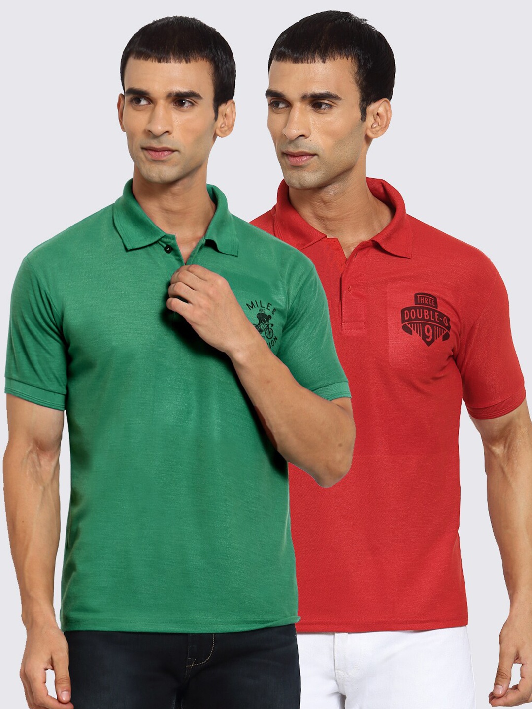 

KLOTTHE Men Pack of 2 Polo Collar T-shirts, Green