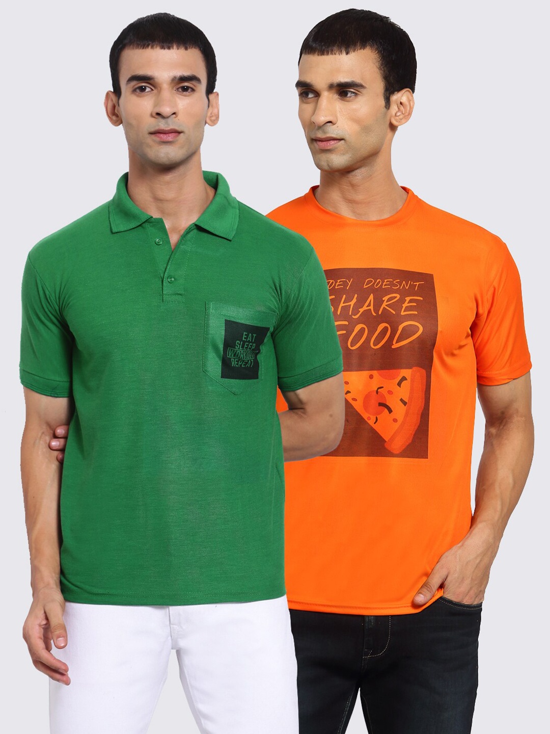 

KLOTTHE Men Pack of 2 Printed T-shirts, Green