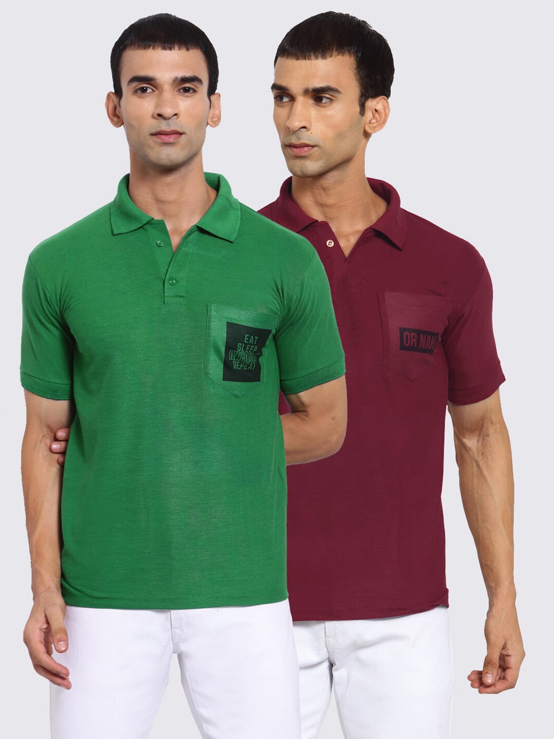 

KLOTTHE Men Set of 2 Polo T-shirts, Green