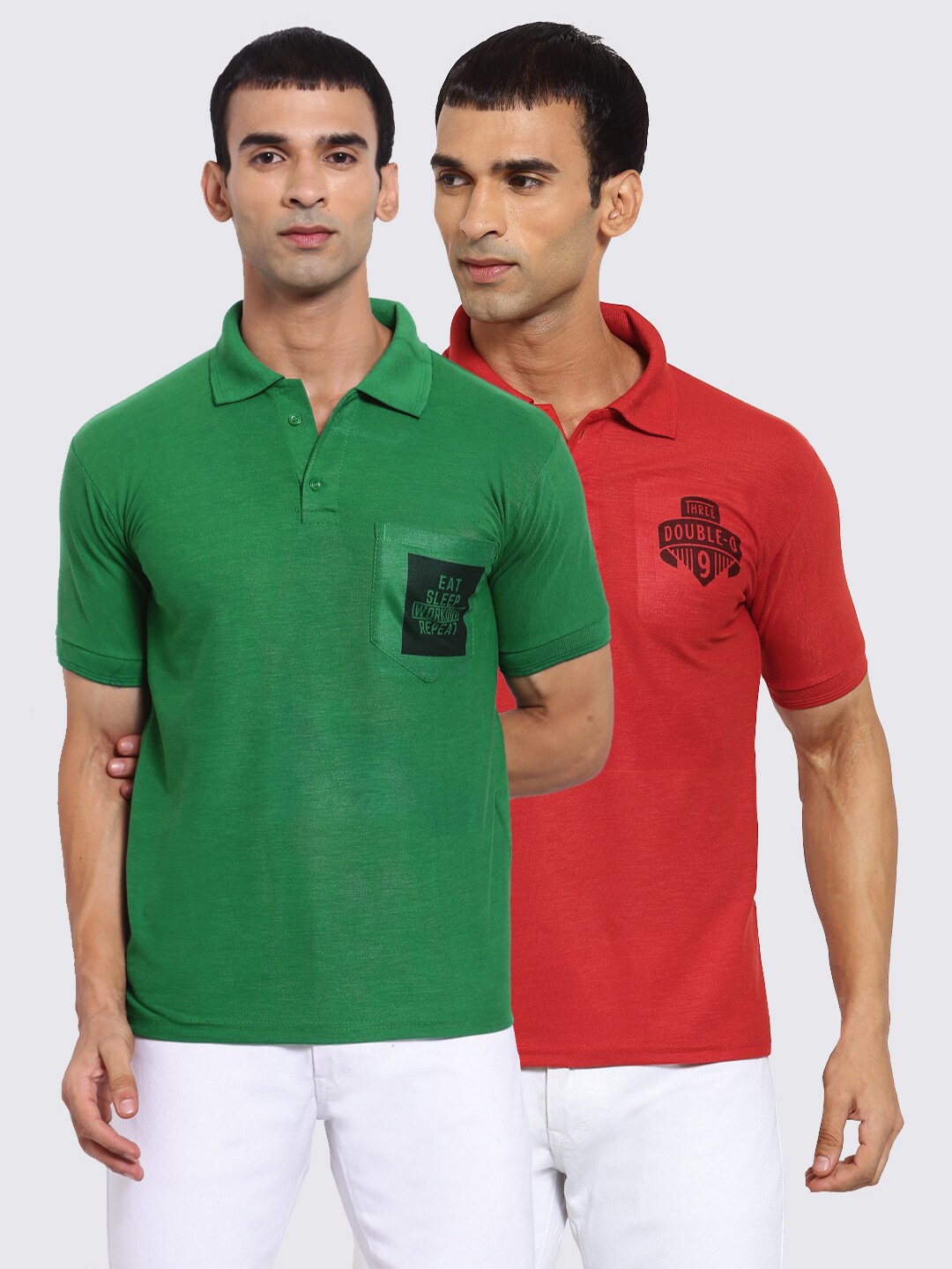 

KLOTTHE Men Pack of 2 Printed T-shirts, Green