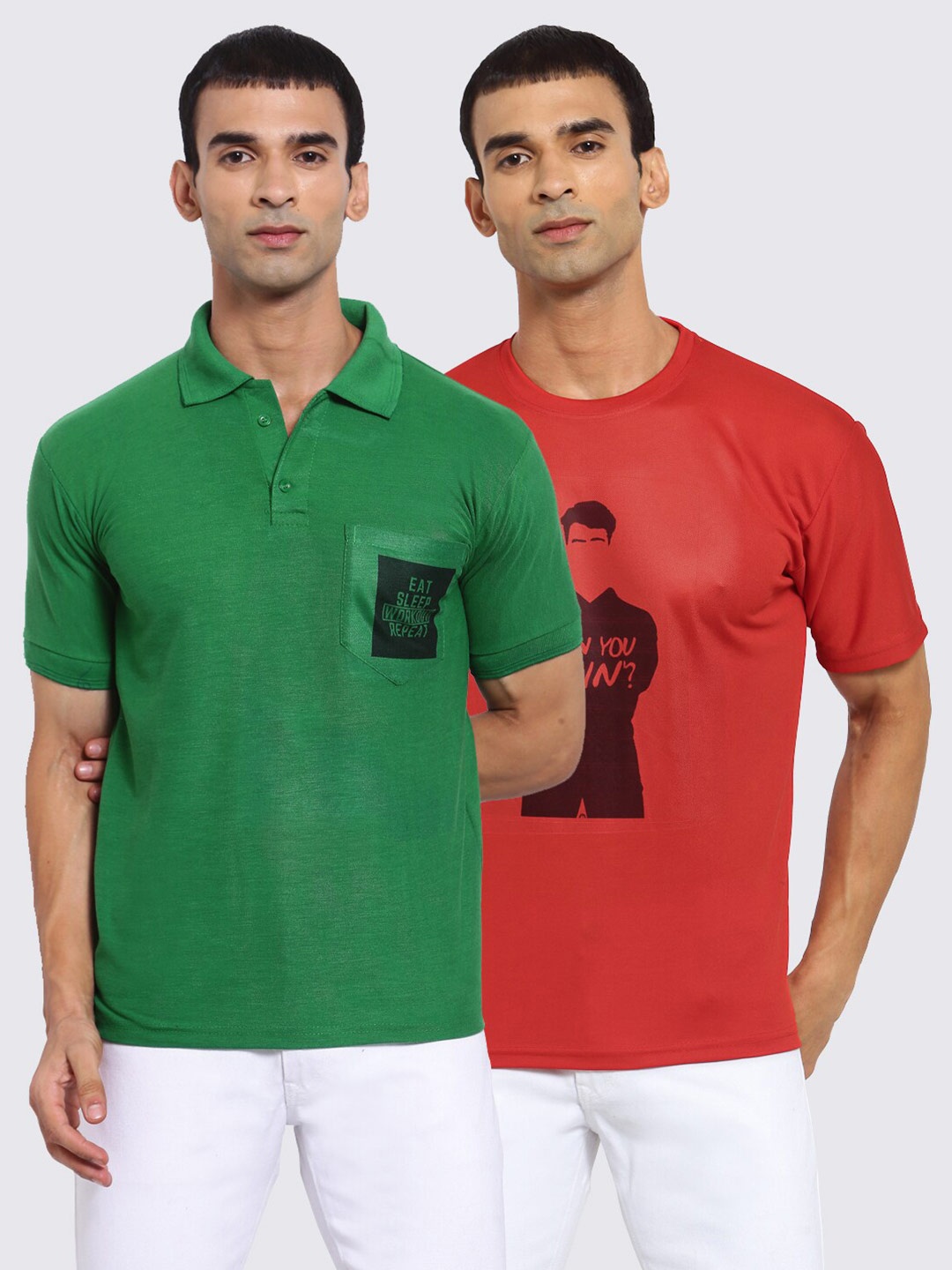 

KLOTTHE Men Pack Of 2 Friends T-shirts, Green