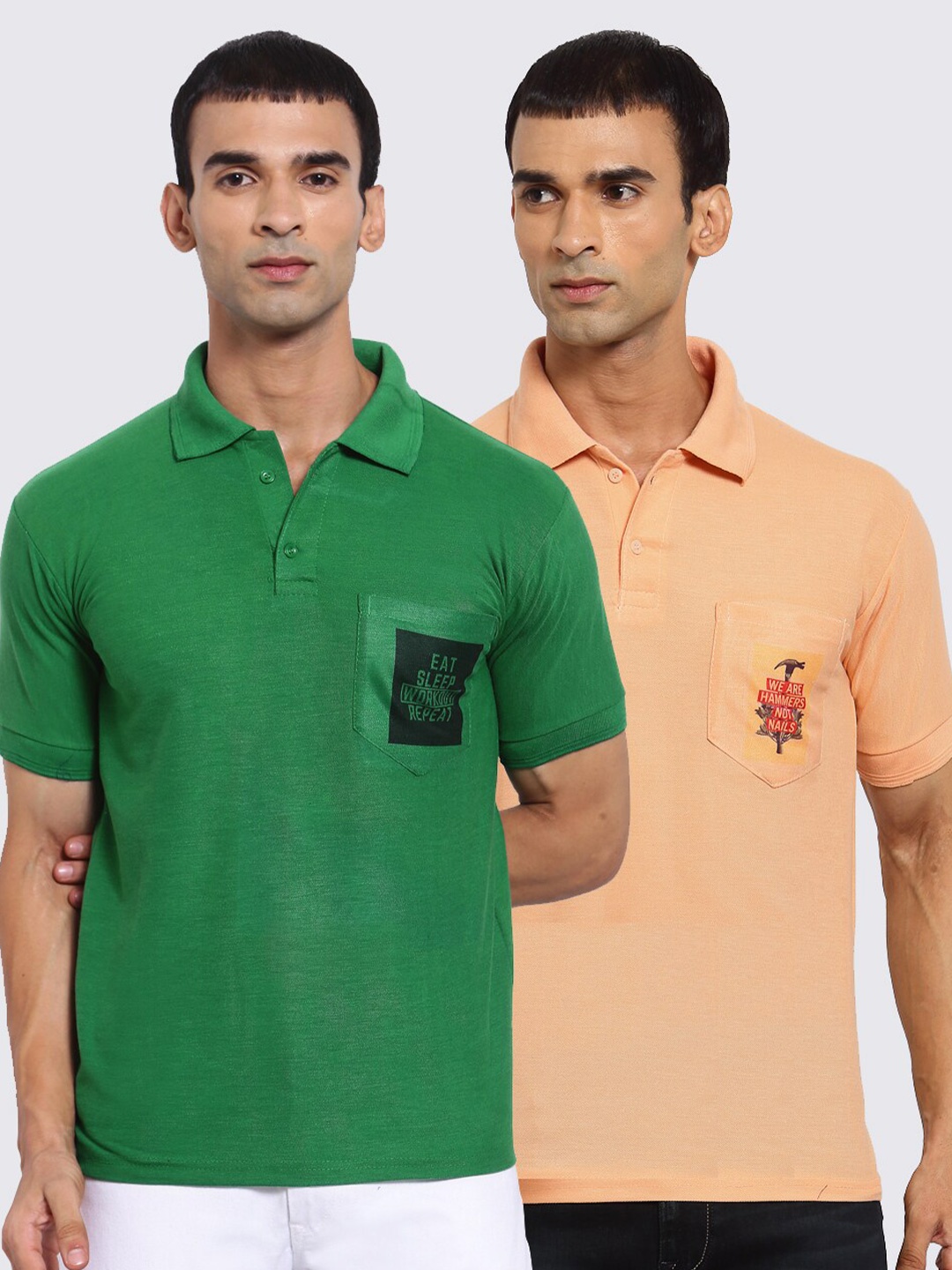 

KLOTTHE Men Pack of 2 Printed T-shirts, Green