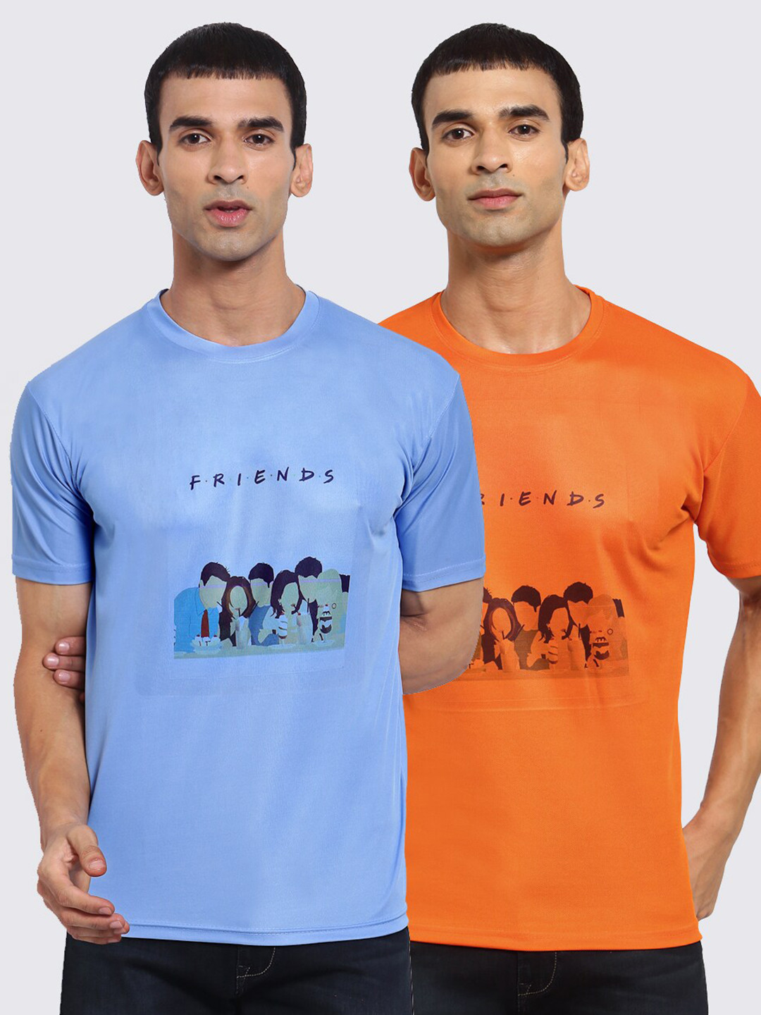 

KLOTTHE Men Blue & Orange Pack Of 2 Graphic Printed T-shirt