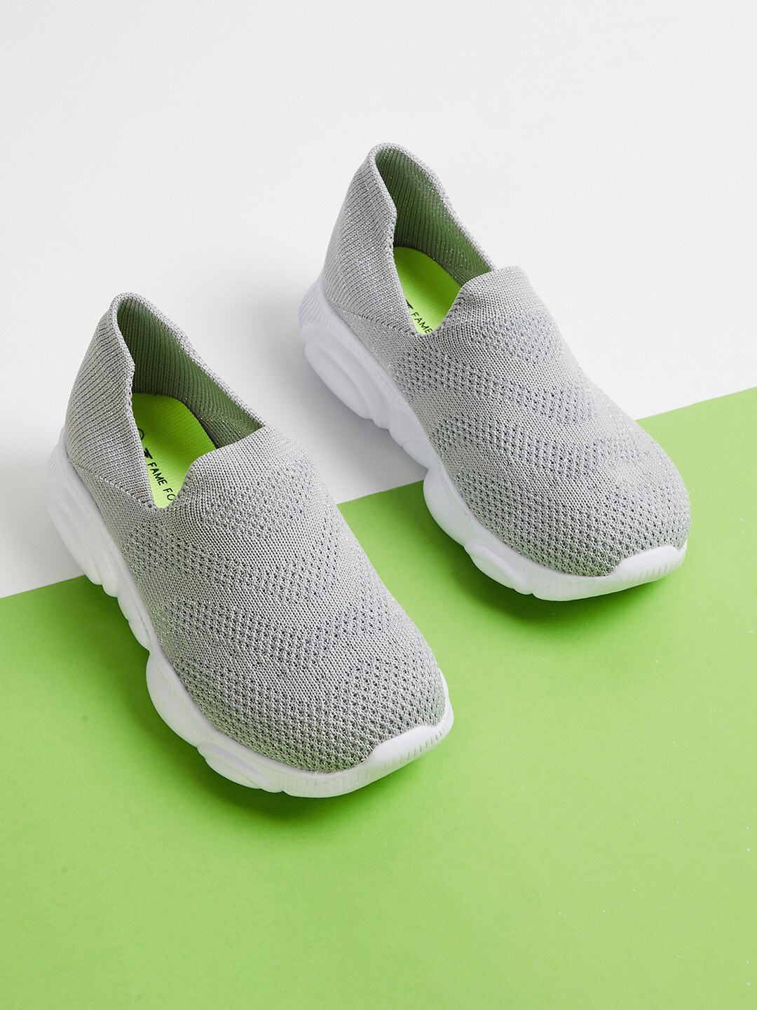 

Fame Forever by Lifestyle Girls Grey Woven Design Slip-On Sneakers