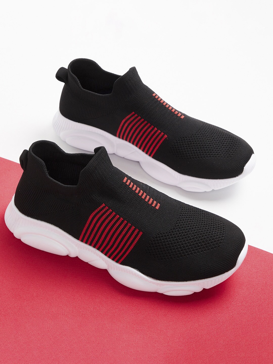 

Fame Forever by Lifestyle Girls Black Woven Design Slip-On Sneakers