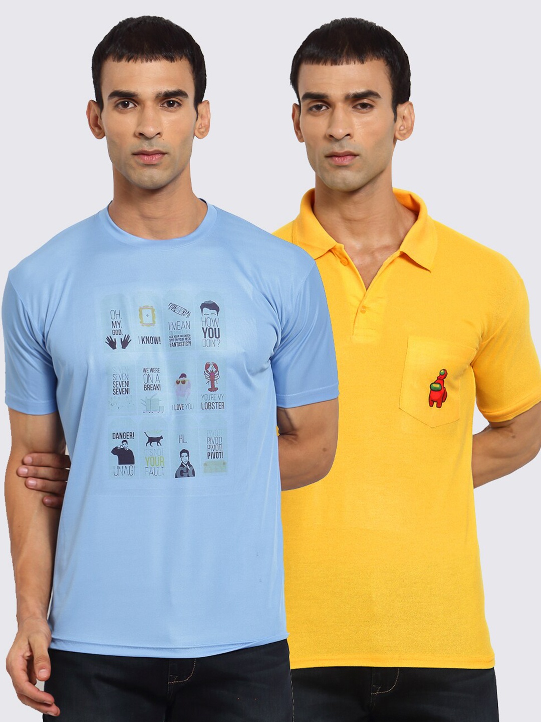 

KLOTTHE Men Blue Typography 2 Pockets T-shirt