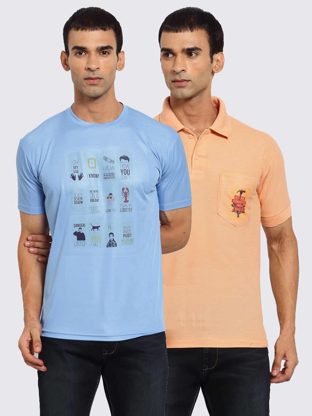 

KLOTTHE Men Pack Of 2 Friends T-shirts, Blue