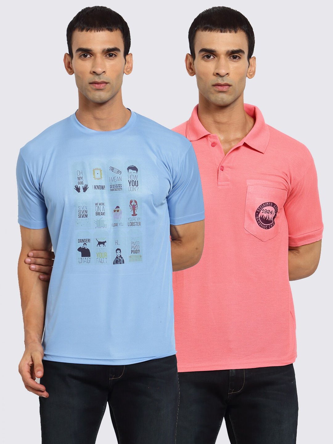

KLOTTHE Men Pack Of 2 Friends T-shirts, Blue