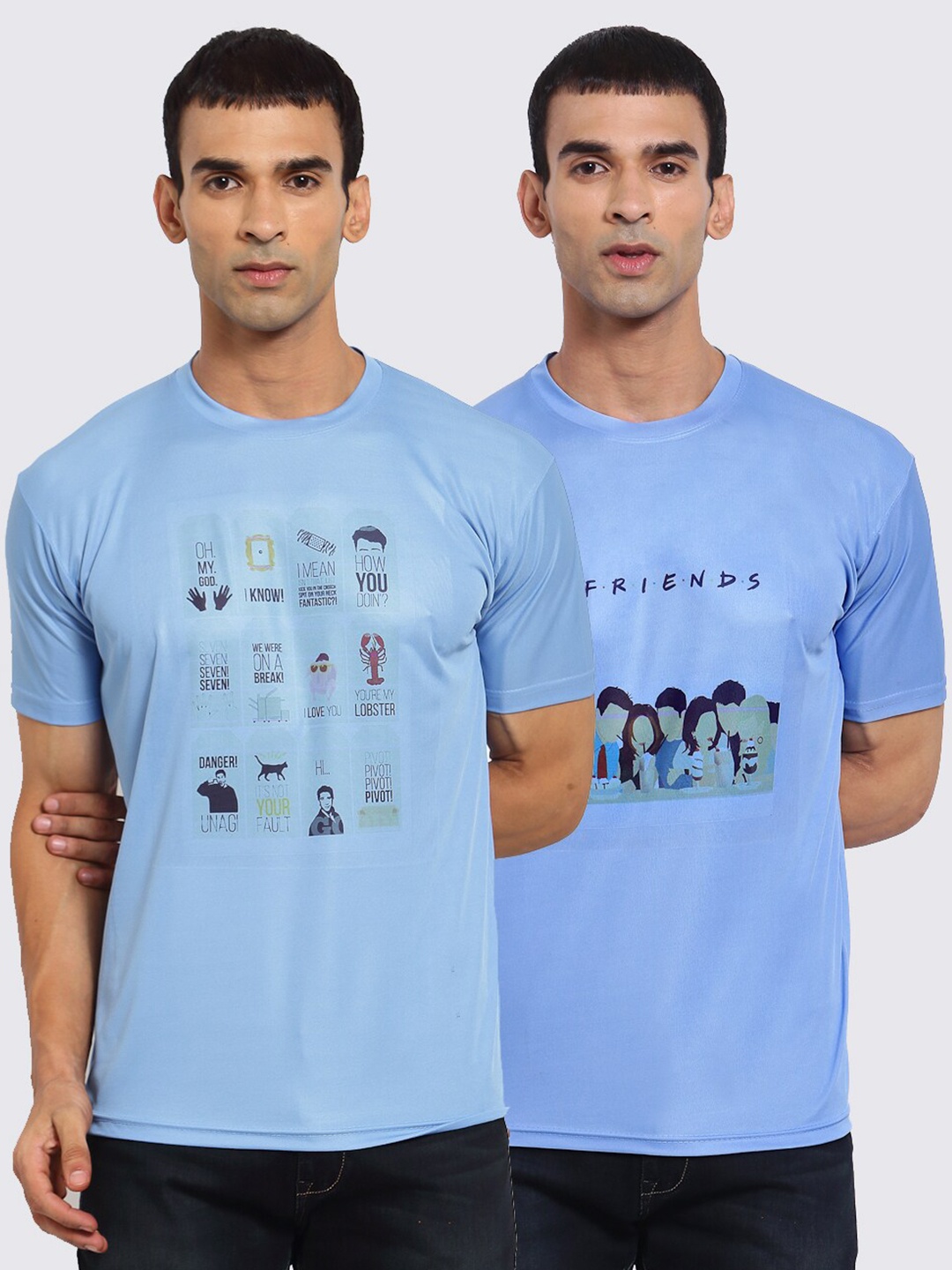 

KLOTTHE Men Pack Of 2 Friends T-shirts, Blue