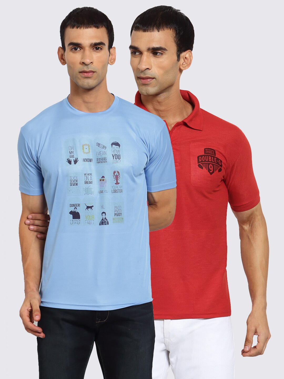

KLOTTHE Men Pack Of 2 Friends T-shirts, Blue