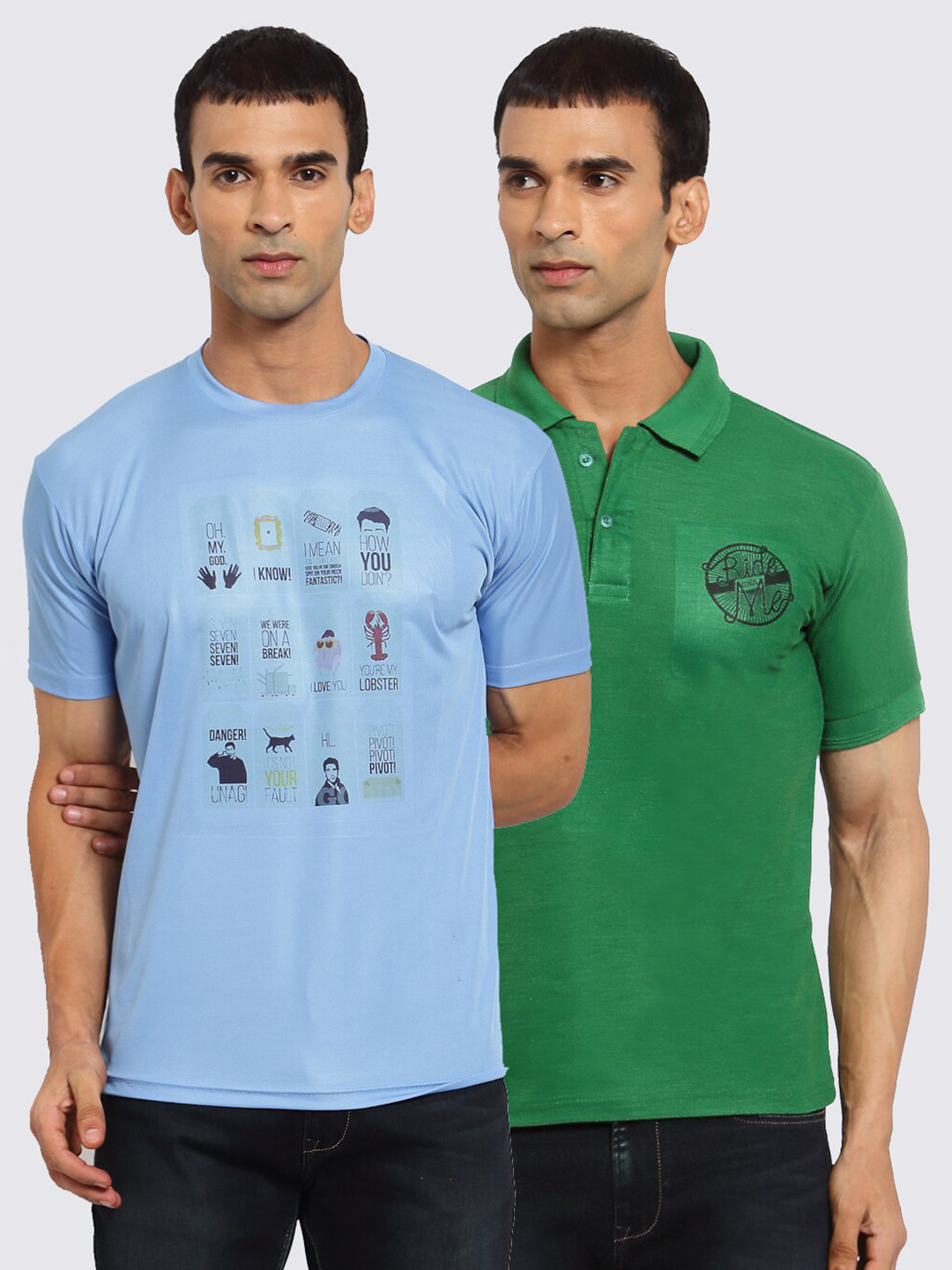 

KLOTTHE Men Blue Typography T-shirts Pack of 2