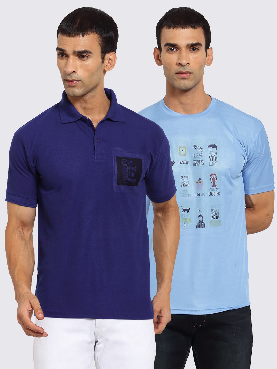 

KLOTTHE Men Navy Blue Typography 2 Pockets T-shirt