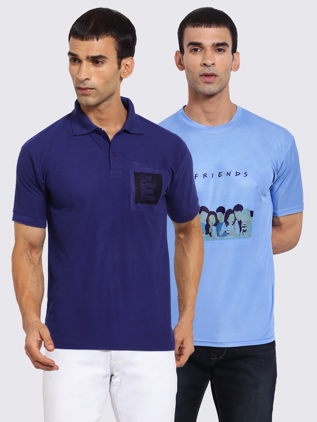 

KLOTTHE Men Pack Of 2 Friends T-shirts, Navy blue