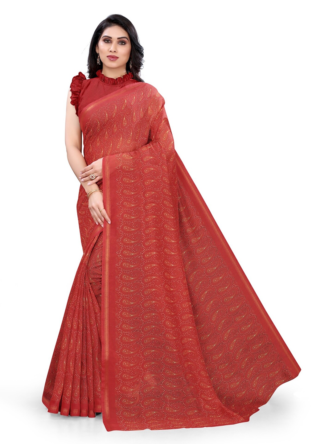 

KALINI Red Paisley Printed Saree