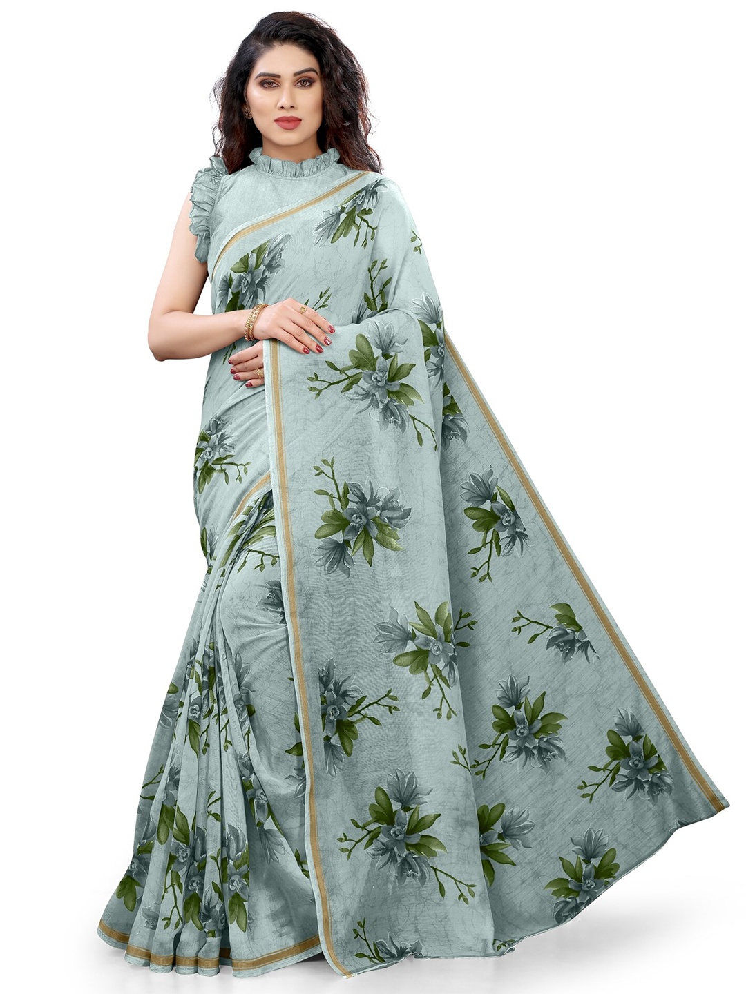 

KALINI Green Floral Printed Saree