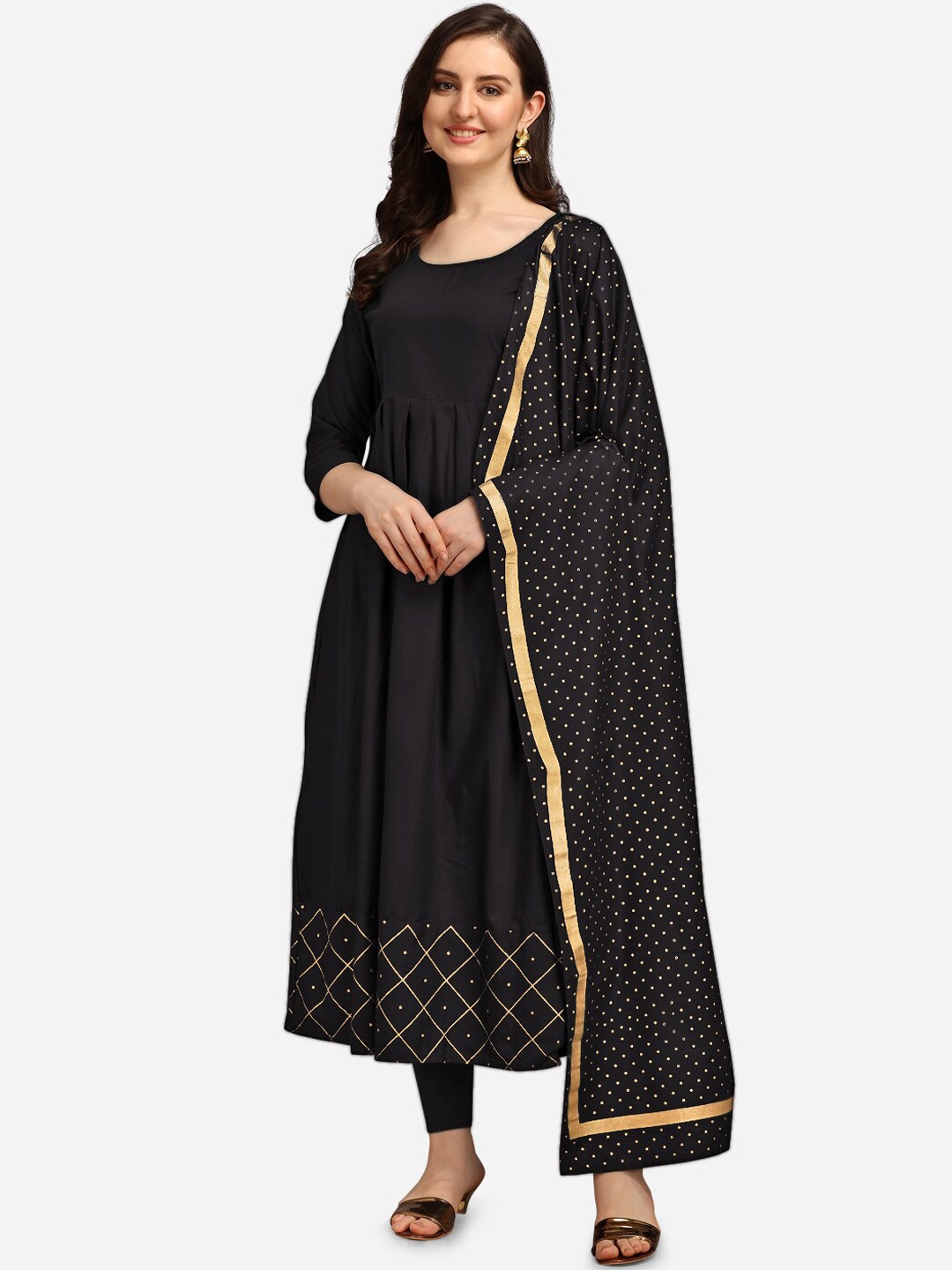 

Youthnic Women Black Geometric Grandeur & Majestic Artwork Kurta