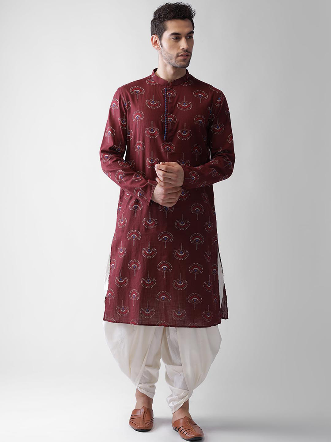 

Vartah Men Maroon Ethnic Motifs Printed Kurta