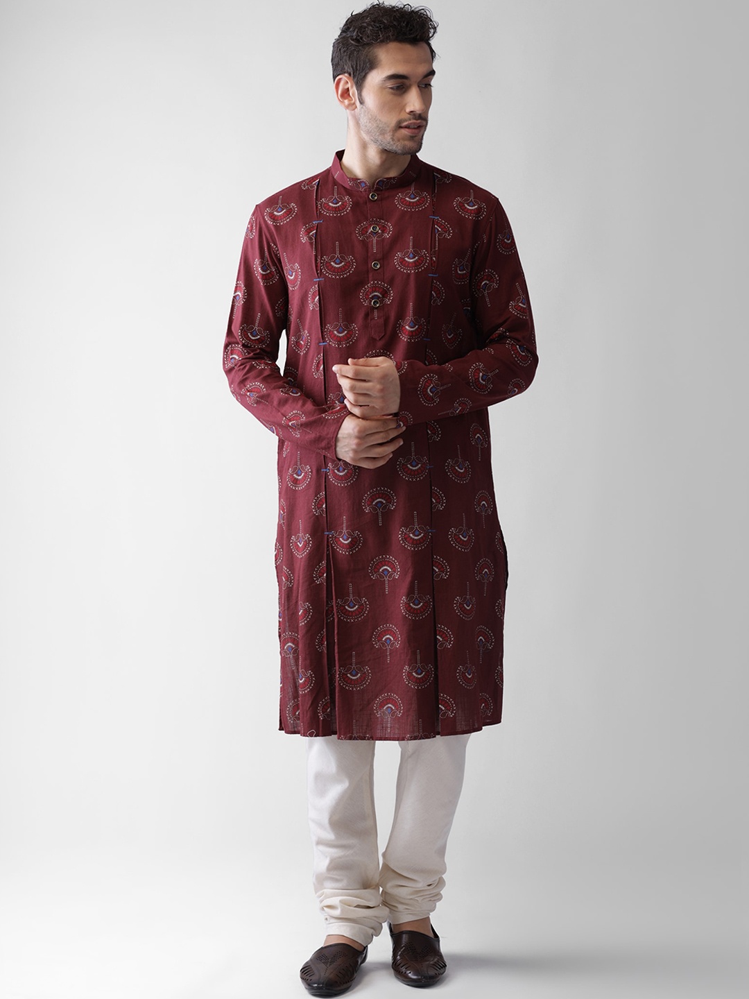 

Vartah Men Maroon Ethnic Motif Kurta