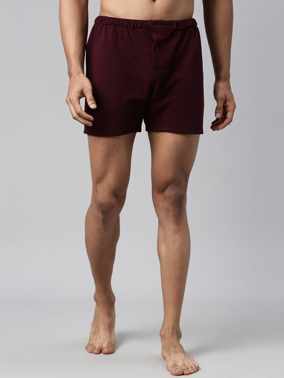 

RARE RABBIT Men Maroon Solid Pure Cotton Boxers