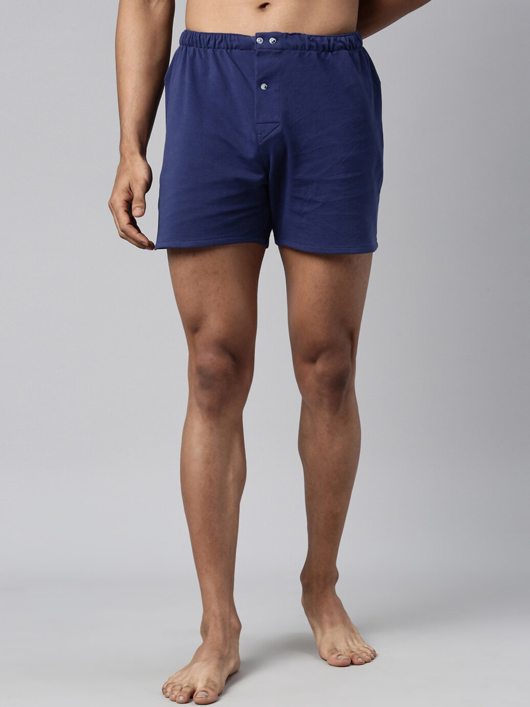

RARE RABBIT Men Navy Blue Solid Pure Cotton Boxers